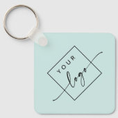 Logo, QR-Code Text in doppelseitigem hellen Aqua-B Schlüsselanhänger (Vorderseite)