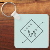 Logo, QR-Code Text in doppelseitigem hellen Aqua-B Schlüsselanhänger (Vorderseite)