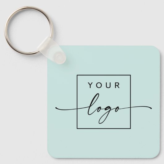 Logo, QR-Code Text in doppelseitigem hellen Aqua-B Schlüsselanhänger (Vorderseite)