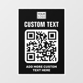 Logo, QR-Code und benutzerdefinierter Text, schwar Fensteraufkleber (Blatt)