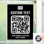 Logo, QR-Code und benutzerdefinierter Text, schwar Fensteraufkleber (Zuhause)