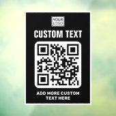 Logo, QR-Code und benutzerdefinierter Text, schwar Fensteraufkleber (Blatt 3)