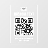 Logo, QR-Code und benutzerdefinierter Text weiß un Fensteraufkleber (Blatt)