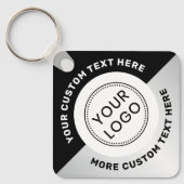 Logo QR-Code und schwarz-grauer Farbverlauf Schlüsselanhänger (Vorderseite)