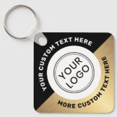 Logo QR-Code und schwarzer goldfarbener Farbverlau Schlüsselanhänger (Vorderseite)