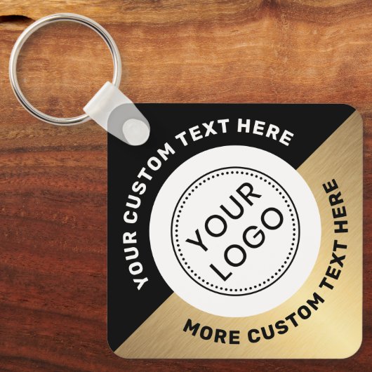 Logo QR-Code und schwarzer goldfarbener Farbverlau Schlüsselanhänger (Vorderseite)