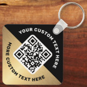 Logo QR-Code und schwarzer goldfarbener Farbverlau Schlüsselanhänger (Rückseite)
