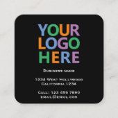 Logo-QR-Code und Text individuell angepasst Quadratische Visitenkarte (Vorderseite)