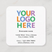 Logo QR-Code und Text individuell angepasst Quadratische Visitenkarte (Vorderseite)