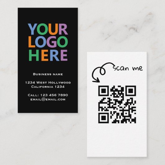 Logo-QR-Code und Text individuell angepasst Visitenkarte (Vorne/Hinten)