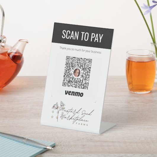 Logo-QR-Code Venmo-Zahlung hier hinzufügen Sockelschild (In SItu)