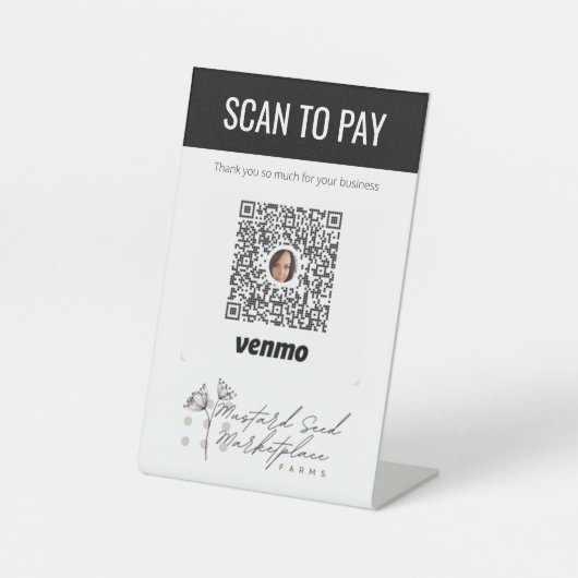 Logo-QR-Code Venmo-Zahlung hier hinzufügen Sockelschild (Vorderseite)