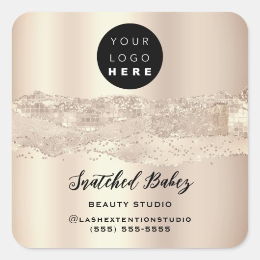 Logo-QR-Code Vielen Dank, dass Sie den Glitzer Ros Quadratischer Aufkleber (Vorderseite)