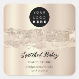 Logo-QR-Code Vielen Dank, dass Sie den Glitzer Ros Quadratischer Aufkleber