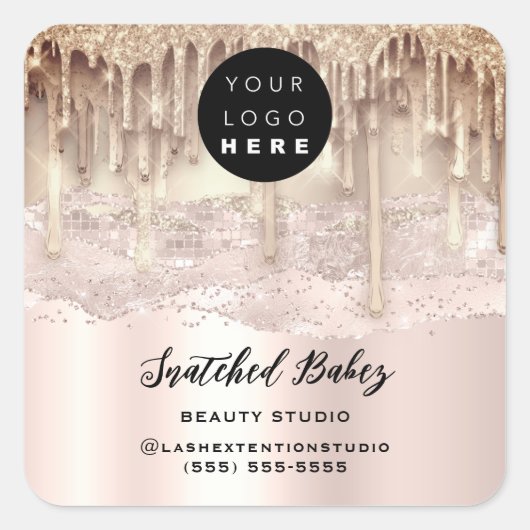 Logo-QR-Code Vielen Dank, dass Sie den Pink-Glitze Quadratischer Aufkleber (Vorderseite)