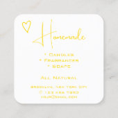 Logo QR-Code Vorlage Kalligrafie Gelbes Herz Quadratische Visitenkarte (Rückseite)