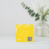 Logo QR-Code Vorlage Kalligrafie Gelbes Herz Quadratische Visitenkarte (Stehend Vorderseite)