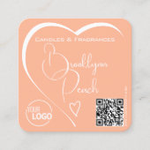 Logo QR-Code Vorlage Kalligrafie Orange Heart Quadratische Visitenkarte (Vorderseite)