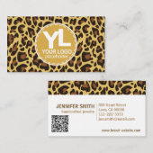 Logo QR-Code Vorlage Leopard Print Rockabily Visitenkarte (Vorne/Hinten)