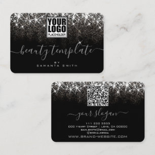Logo QR-Code Vorlage Leuchtender Platinsilber Visitenkarte