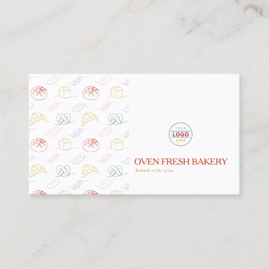 Logo QR Code Weißer Farbton Text Bäckerei Visitenkarte (Vorderseite)