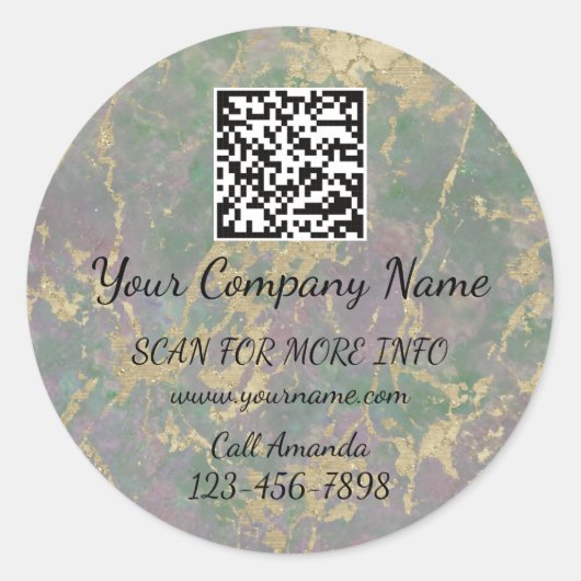 Logo-QR-Code Werbeaktion Online-Shop-Marmor Runder Aufkleber (Vorderseite)