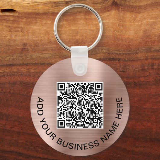 Logo QR Code Werbeaktion Rose Gold Schlüsselanhänger (Vorderseite)