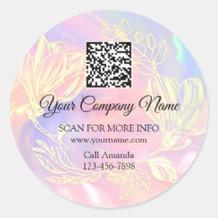 Logo QR-Code Werbemittel Rosa Blumenkraut Runder Aufkleber