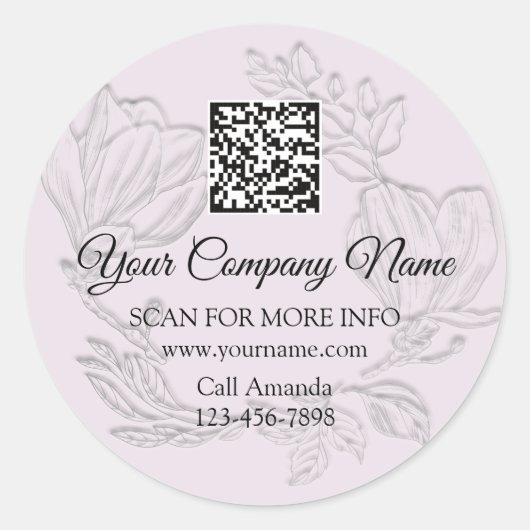 Logo QR Code Werbeshop Blütensilber Lilac Runder Aufkleber (Vorderseite)