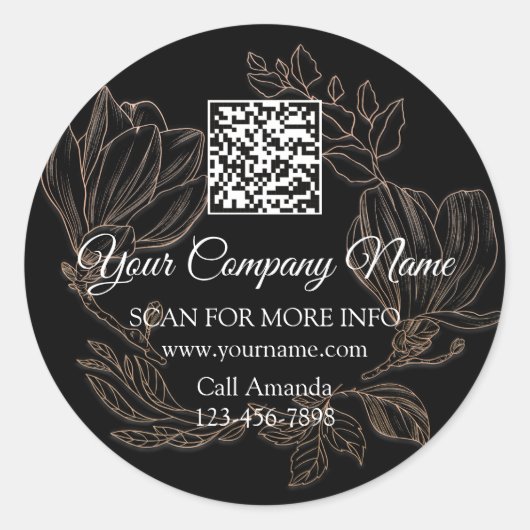 Logo QR Code Werbeshop Rose Schwarz Runder Aufkleber (Vorderseite)