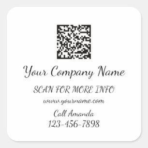 Logo QR Code Werbeshop Schwarz-weiß Quadratischer Aufkleber