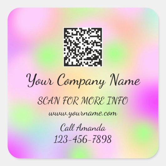Logo QR-Code Werbeshop-Symbol Rosa Quadratischer Aufkleber (Vorderseite)