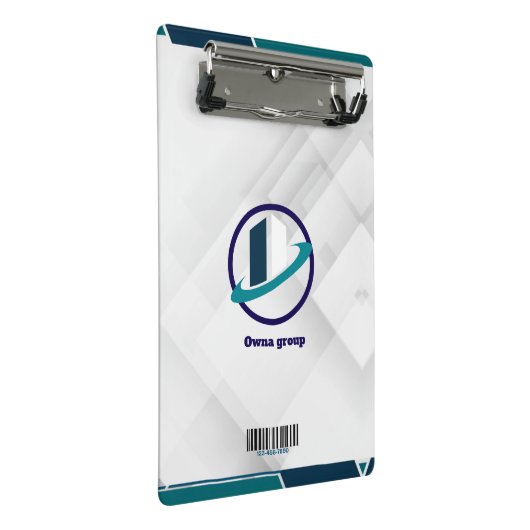  Logo & QR CODE white background Mini Klemmbrett (Schrägansicht)