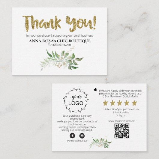 *~* LOGO QR DANK IHNEN BOTANISCHE FOLIAGE AP8 BEGLEITKARTE (Vorne/Hinten)