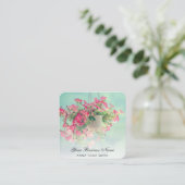 *~* Logo QR Floral Blume Hängend Blue Petunia Pot Quadratische Visitenkarte (Stehend Vorderseite)