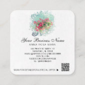 *~* Logo QR Floral Blume Hängend Blue Petunia Pot Quadratische Visitenkarte (Rückseite)