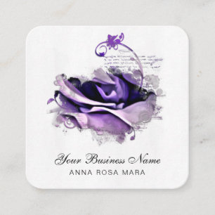 *~* Logo QR Lila Flieder Rose Floral Blume Quadratische Visitenkarte
