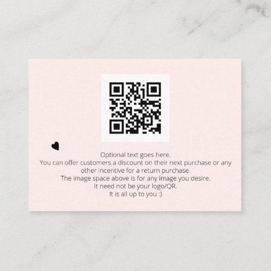 *~* Logo QR Minimal einfach Danke Branding Begleitkarte (Rückseite)