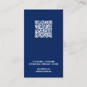 Logo QR Minimalistisch White Navy Blue Visitenkarte (Rückseite)