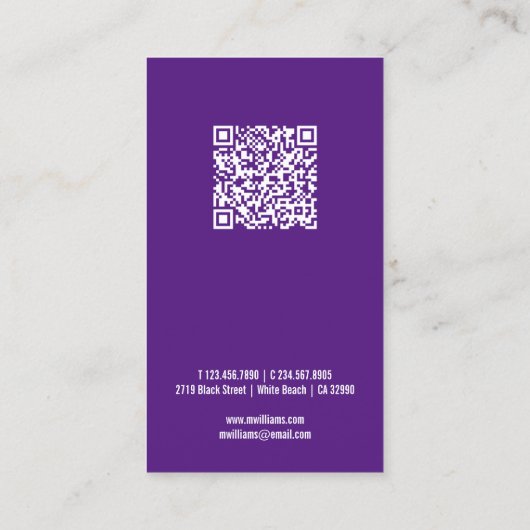 Logo QR Minimalistischer Lila Code Visitenkarte (Rückseite)