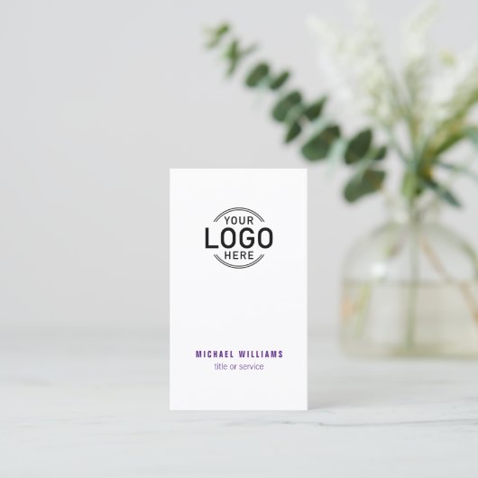 Logo QR Minimalistischer Lila Code Visitenkarte (Stehend Vorderseite)