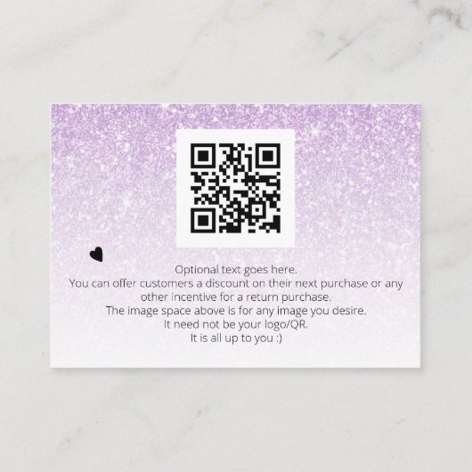*~* Logo QR Ombre Glitzer Vielen Dank Branding Begleitkarte (Rückseite)