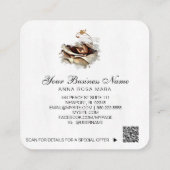 *~* Logo QR Peach Gold Rose Floral Blume Quadratische Visitenkarte (Rückseite)