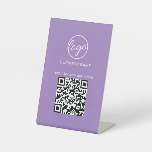 Logo QR Restaurant Menü Light Lila Business Sockelschild (Vorderseite)