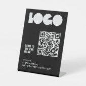 Logo QR Scan Menü Schwarze Speisekarte Sockelschild (Vorderseite)