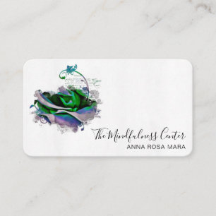 *~* Logo QR Teal Blush Rose Floral Flower Visitenkarte