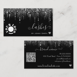 Logo-QR-Vorlage Hübsche Tropfen Silver Glitzer Reg Visitenkarte