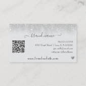 Logo-QR-Vorlage Hübscher weißer Silber-Glitzer-Reg Visitenkarte (Rückseite)