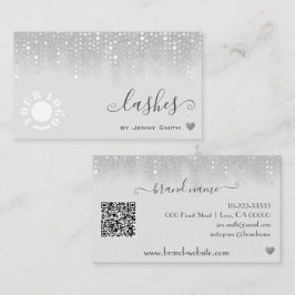 Logo-QR-Vorlage Hübscher weißer Silber-Glitzer-Reg Visitenkarte