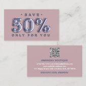 Logo QRCODE 50%OFF Discount Insert Blue Rose Visitenkarte (Vorne/Hinten)
